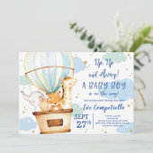 Hot Air Balloon Animals Baby shower Uitnodiging (Staand voorkant)