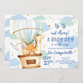 Hot Air Balloon Animals Baby shower Uitnodiging (Voorkant / Achterkant)