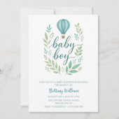 Hot Air Balloon Baby Boy Baby shower Kaart (Voorkant)
