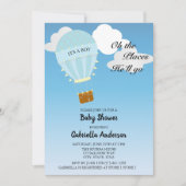 Hot Air Balloon Baby Boy Douche Uitnodiging (Voorkant)
