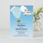 Hot Air Balloon Baby Boy Douche Uitnodiging (Staand voorkant)