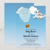 Hot Air Balloon Baby Boy Douche Uitnodiging (Voorkant / Achterkant)