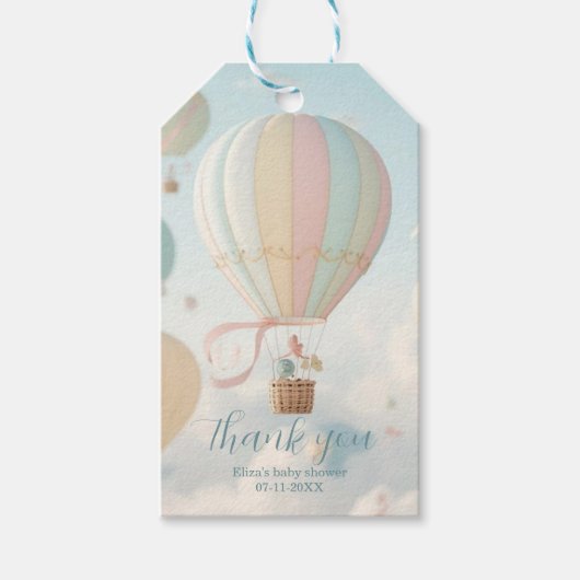 Hot air balloon baby shower  cadeaulabel (Voorkant)