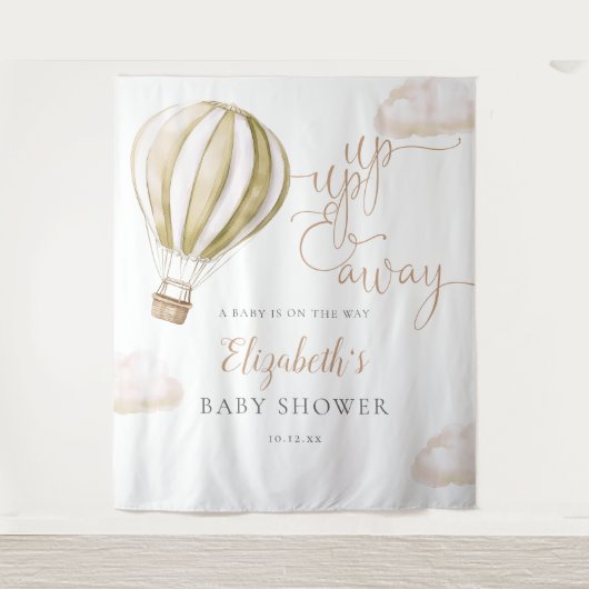 Hot Air Balloon Baby Shower Photo Backdrop Wandkleed (Voorkant)