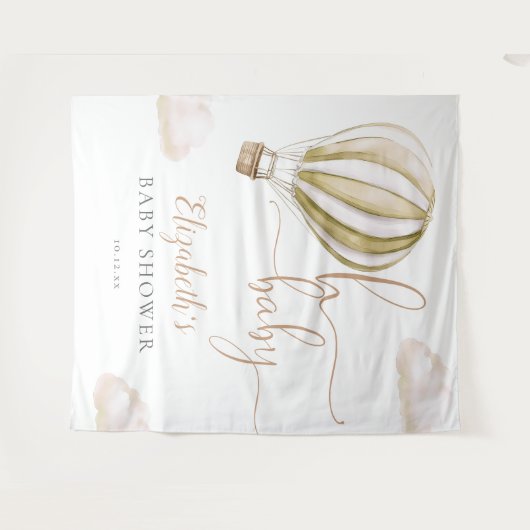 Hot Air Balloon Baby Shower Photo Backdrop Wandkleed (Voorkant (horizontaal))