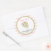 Hot air balloon baby shower stickers pink gold (Envelop)