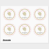 Hot air balloon baby shower stickers pink gold (Vel)
