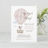 Hot Air Balloon Baby shower Uitnodigen met Schatti Kaart (Staand voorkant)