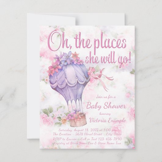 Hot Air Balloon Baby Shower Uitnodigingen (Voorkant)