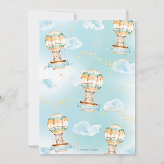 Hot Air Balloon Baby shower van Mail Teddy Bear Kaart (Achterkant)