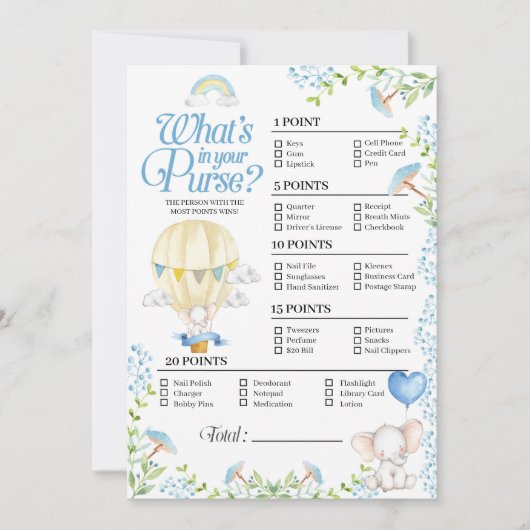 Hot Air Balloon Baby Wat zit er in je portemonnee  Kaart (Voorkant)