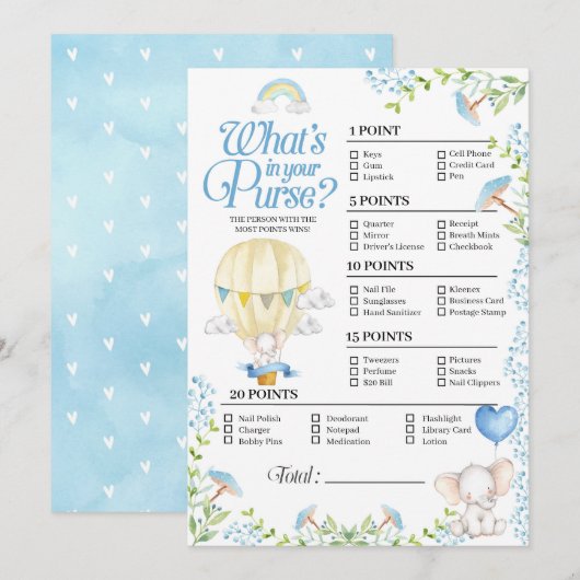 Hot Air Balloon Baby Wat zit er in je portemonnee  Kaart (Voorkant / Achterkant)