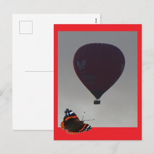 Hot Air Balloon Butterfly DIY Briefkaart (Voorkant / Achterkant)