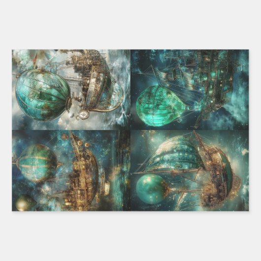 Hot Air Balloon Designs & Steampunk  Inpakpapier Vel (Voorkant)