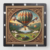 Hot Air Balloon Festival Square Vierkante Klok (Voorkant)