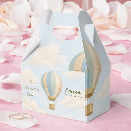 Hot Air Balloon First Birthday Favor Boxes Bedankdoosjes (Huwelijk)