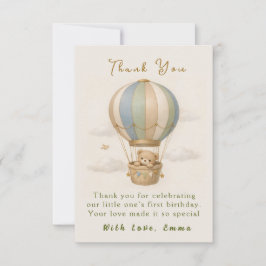 Hot Air Balloon First Birthday Thank You Card Bedankkaart