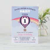 Hot Air Balloon Girls 1e verjaardag uitnodiging (Staand voorkant)