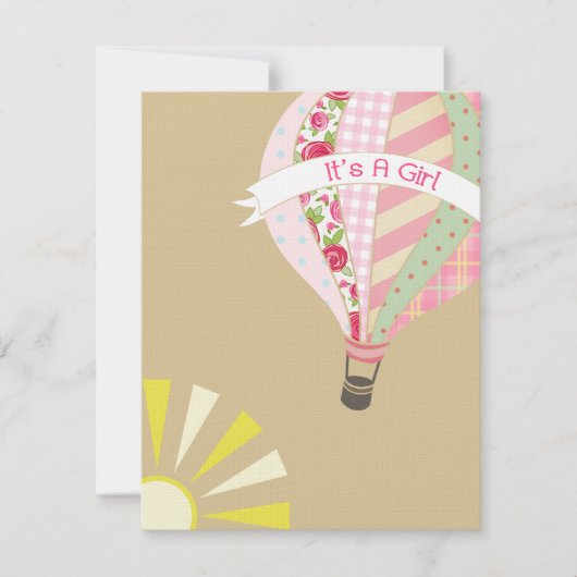 Hot Air Balloon Girly Baby shower Invitation Kaart (Voorkant)