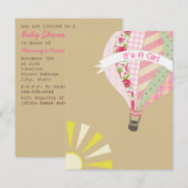 Hot Air Balloon Girly Baby shower Invitation Kaart (Voorkant / Achterkant)