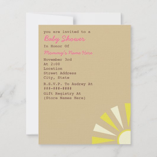 Hot Air Balloon Girly Baby shower Invitation Kaart (Achterkant)