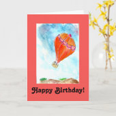 Hot Air Balloon Happy Birthday. Kaart (Gele Bloem)