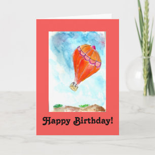 Hot Air Balloon Happy Birthday. Kaart