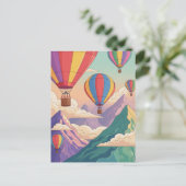 Hot air balloon mountain adventure briefkaart (Staand voorkant)