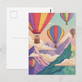 Hot air balloon mountain adventure briefkaart