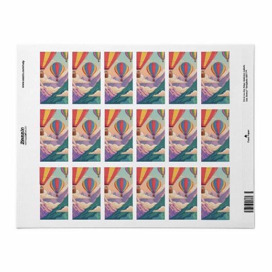 Hot air balloon mountain adventure etiket (Full Sheet)