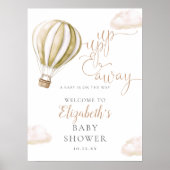 Hot Air Balloon Neutral Baby Shower Welcome Sign Poster (Voorkant)