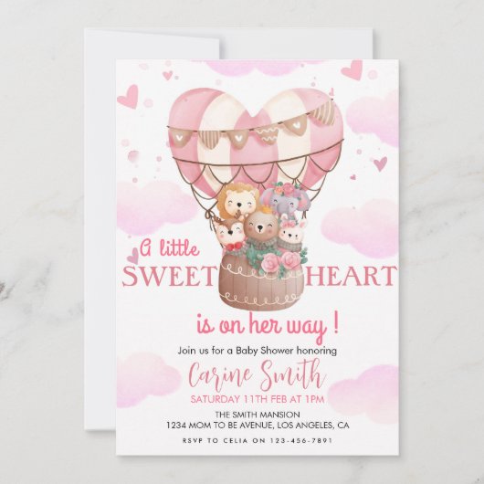 Hot Air Balloon oerwoud Animals Baby shower Kaart (Voorkant)