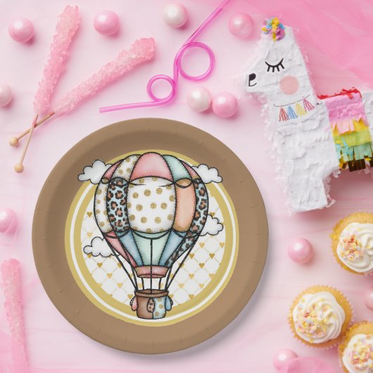 Hot Air Balloon  Papieren Bordje (Feest)
