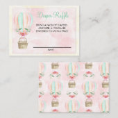 Hot Air Balloon Pink Peach Luier Raffle Ticket Informatiekaartje (Voorkant / Achterkant)