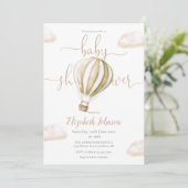 Hot Air Balloon QR Code Photo Baby Shower Kaart (Staand voorkant)