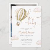 Hot Air Balloon QR Code Photo Baby Shower Kaart (Voorkant / Achterkant)