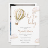 Hot Air Balloon QR Code Photo Baby Shower Kaart (Voorkant / Achterkant)