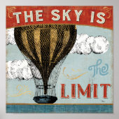 Hot Air Balloon Sky Is The Limit Quote Poster (Voorkant)
