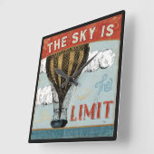 Hot Air Balloon Sky Is The Limit Quote Vierkante Klok (Hoek)