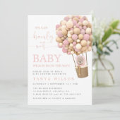 Hot Air Balloon Teddy Bear Baby shower Uitnodiging (Staand voorkant)