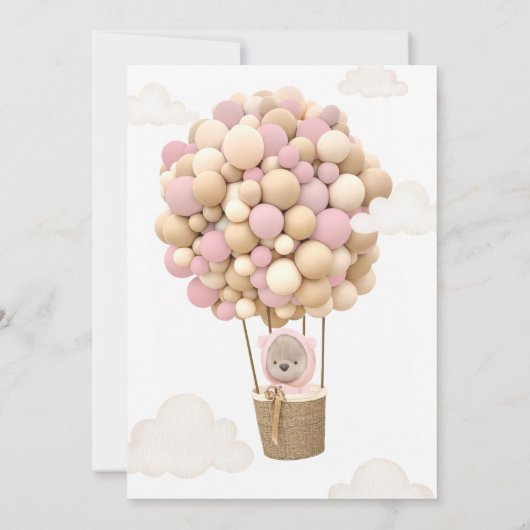 Hot Air Balloon Teddy Bear Baby shower Uitnodiging (Achterkant)