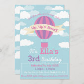 Hot Air Balloon, uitnodiging voor verjaardagsfeest (Voorkant / Achterkant)