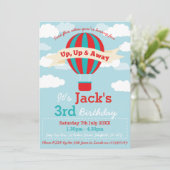 Hot Air Balloon, uitnodiging voor verjaardagsfeest (Staand voorkant)