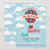 Hot Air Balloon, uitnodiging voor verjaardagsfeest (Voorkant / Achterkant)