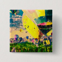 Hot Air Balloon Vierkante Button 5,1 Cm