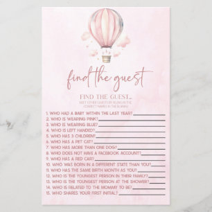Hot Air Balloon Vind het gast Baby shower spel