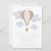 Hot Air Balloon Waterverf Baby shower Uitnodiging (Voorkant)