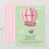 Hot Air Balloon Welcome Baby Invitation Kaart (Voorkant / Achterkant)