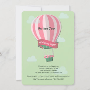 Hot Air Balloon Welcome Baby Invitation Kaart