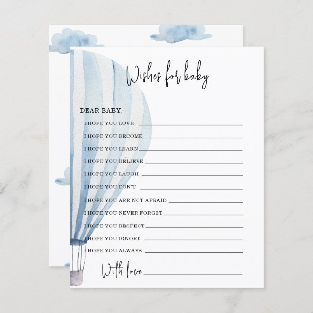 Hot Air Balloon | Wensen voor baby (Voorkant / Achterkant)